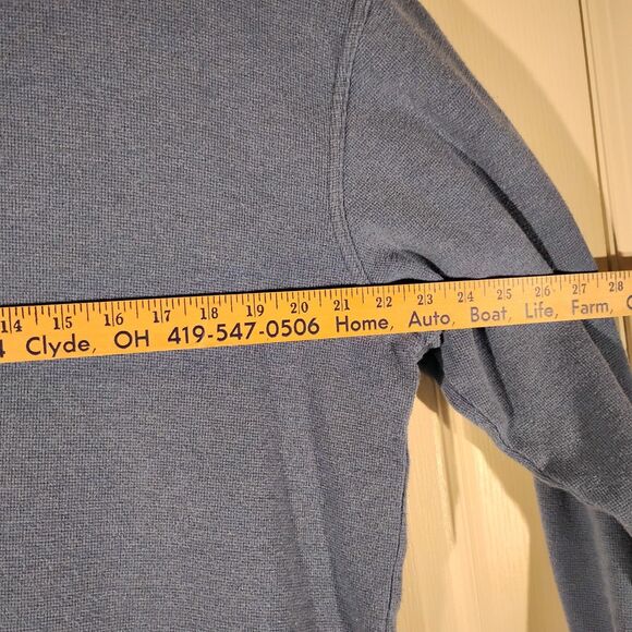 L.L. Bean henley thermal tshirt mens L large blue waffle knit long sleeve 187244 - Picture 4 of 7